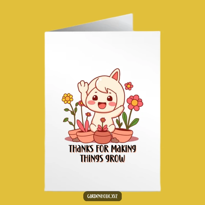 Free Printable Thank You Card: Happy Plants Wave - Funny Downloadable Gift