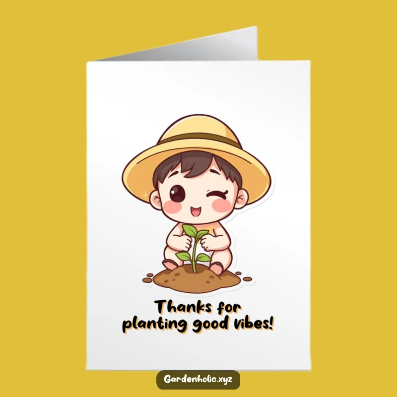 Free Printable Thank You Card: Winking Gardener Greeting, Downloadable Funny Appreciation Gift