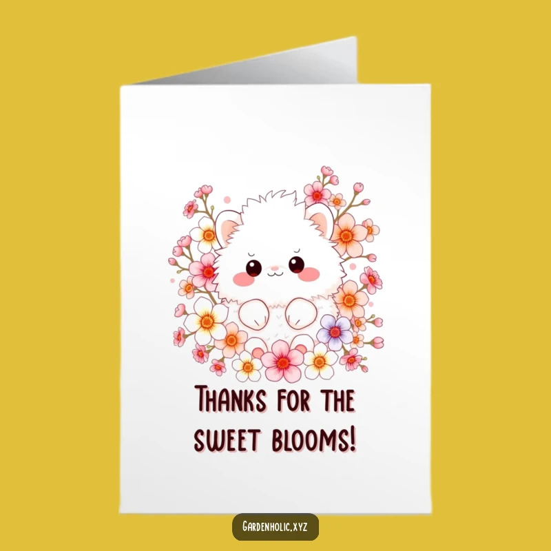 Free Printable Thank You Card: Fluffy Blossom Creature Gratitude Downloadable Gift