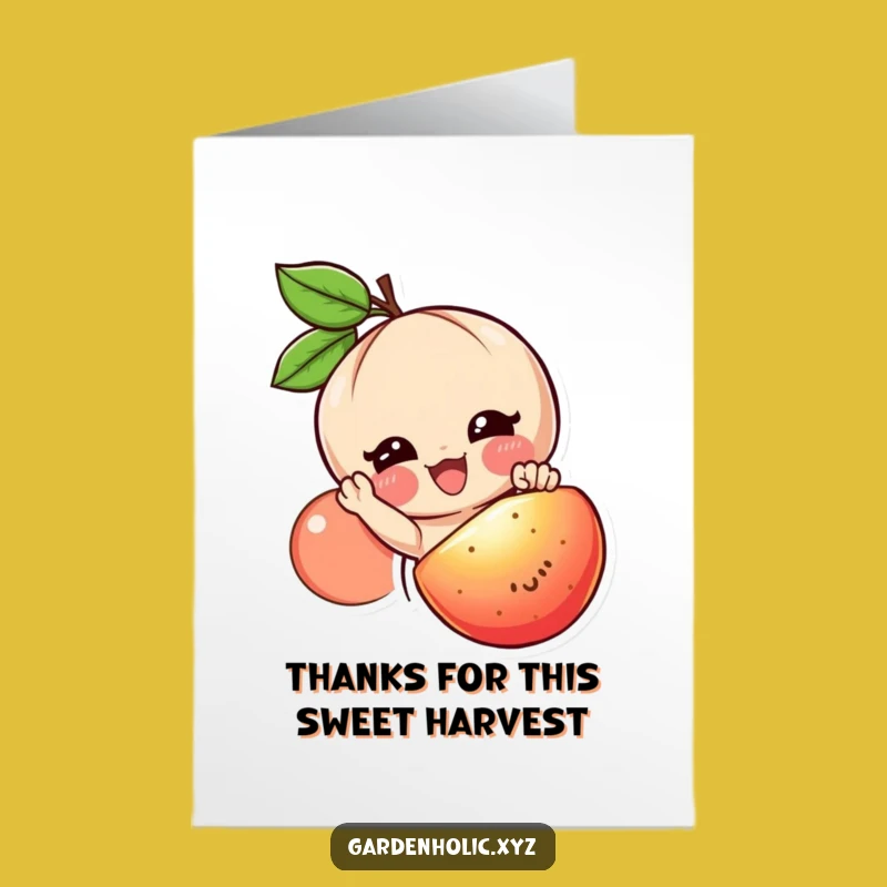 Free Printable Thank You Card: Fruit Reaching Character - Funny Downloadable DIY Gift