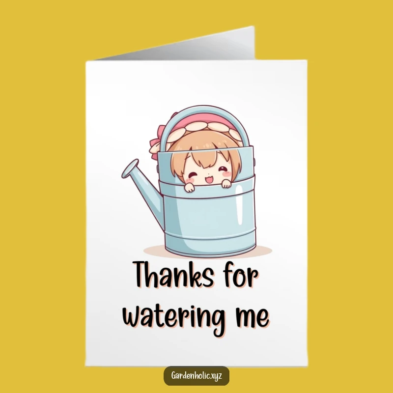 Free Printable Thank You Card: Watering Can Peek - Funny Downloadable Gift