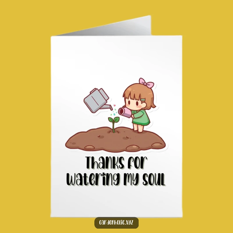 Free Printable Thank You Card: Sprout Watering Character Funny Gift