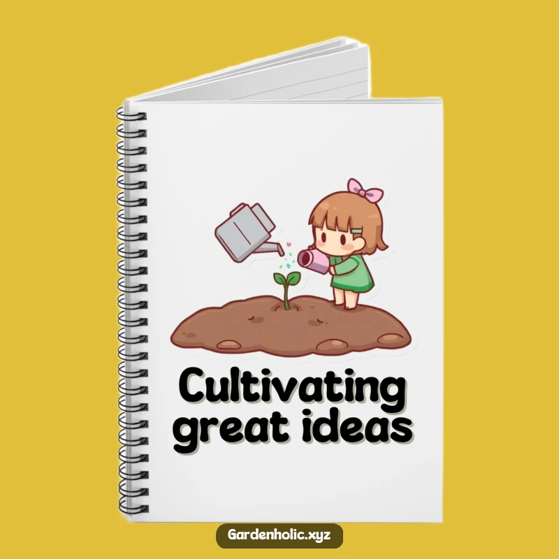 Funny Little Gardener Notebook, Journal with Sprout Watering Design, Great Funny Plant Gift
