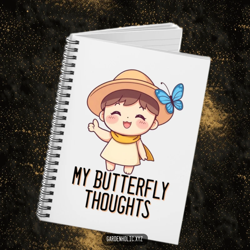 Funny Sun Hat Character Notebook: A smiling character in a sun hat waves, ready to inspire notes and thoughts on its cover.