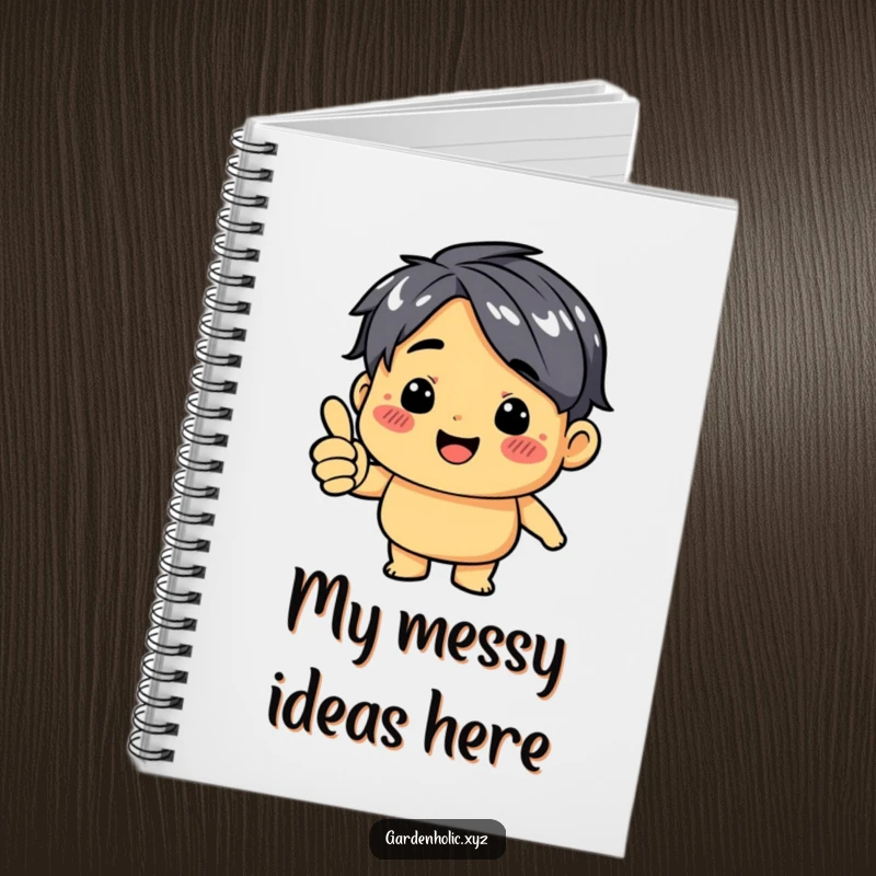 Funny notebook with a dirt-smudged character giving a thumbs up, perfect for note-taking and creative ideas.