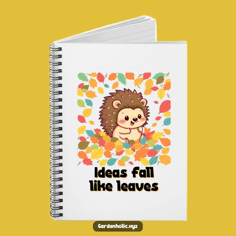 Funny Hedgehog Leaf Rolling Notebook - Jot Down Autumn Adventures