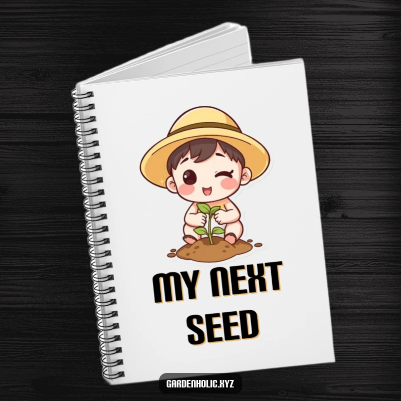 Funny Notebook: Cover features a character winking while planting a seed, perfect for jotting down hopeful ideas.