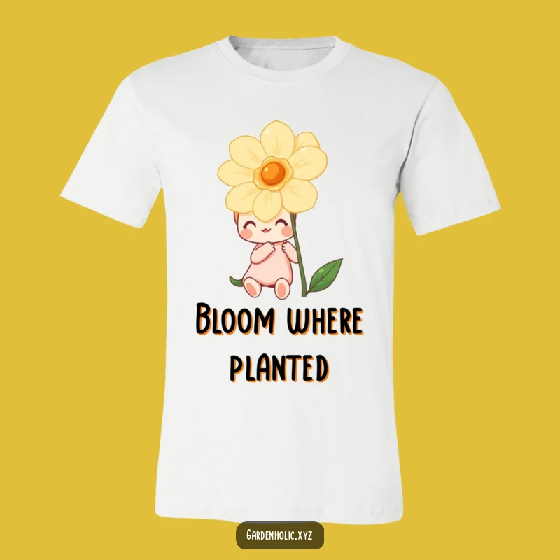 Funny Flower Fan T-Shirt: Happy Character's Delight in a Blooming Bloom, Great Gift Tee