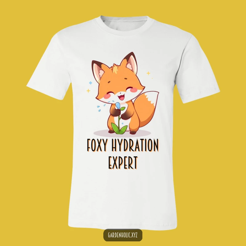 Funny Fox Gardener T-Shirt: Joyful Fox Watering a Plant, Great Nature Gift!