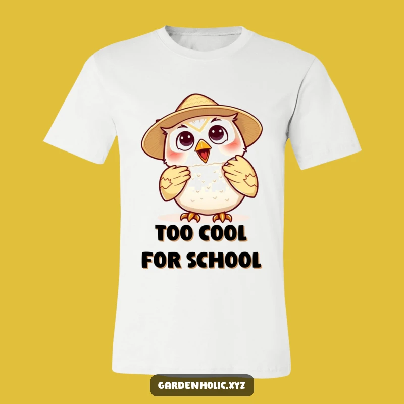 Funny Owl Straw Hat T-Shirt: Delighted Fan Character Tee, Cool Gift