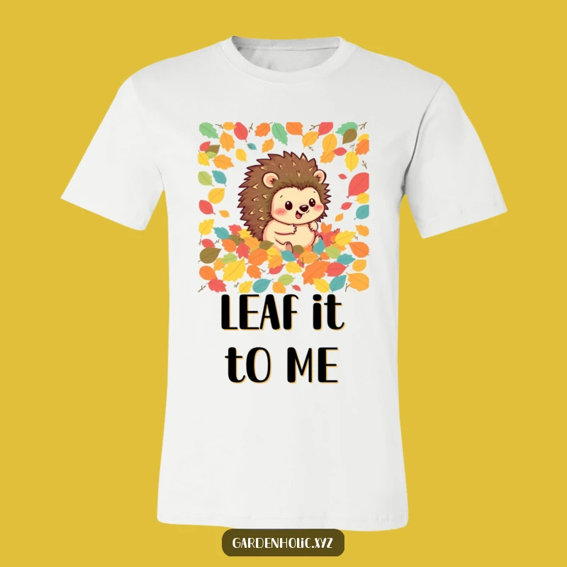 Funny Hedgehog Leaf Rolling T-Shirt - Celebrate Fall with Whimsical Style