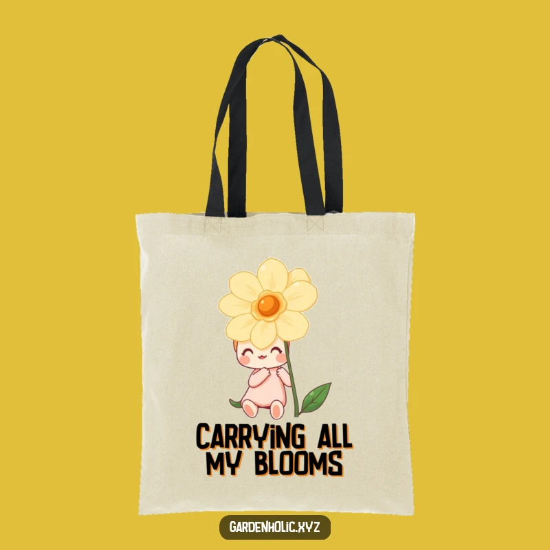 Funny Floral Tote Bag: Happy Character's Bloom Obsession, Stylish & Practical Gift
