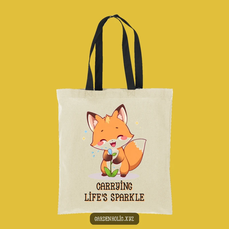 Funny Fox Gardener Tote Bag: Spacious & Joyful Fox Watering, Ideal Nature Gift!