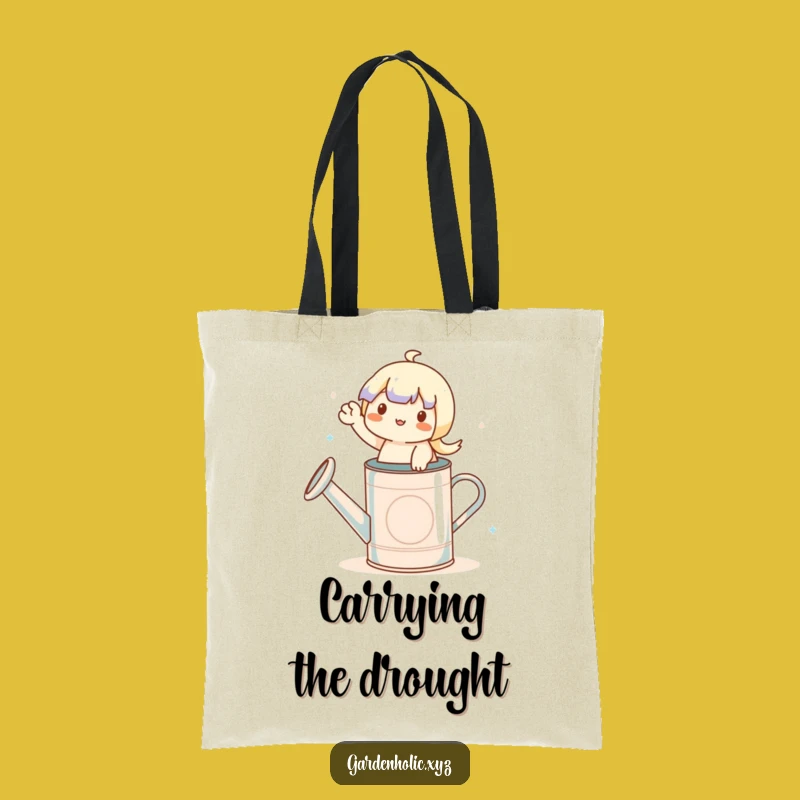 Funny Gardener Tote Bag: Waving Character on Watering Can, Practical Gift!