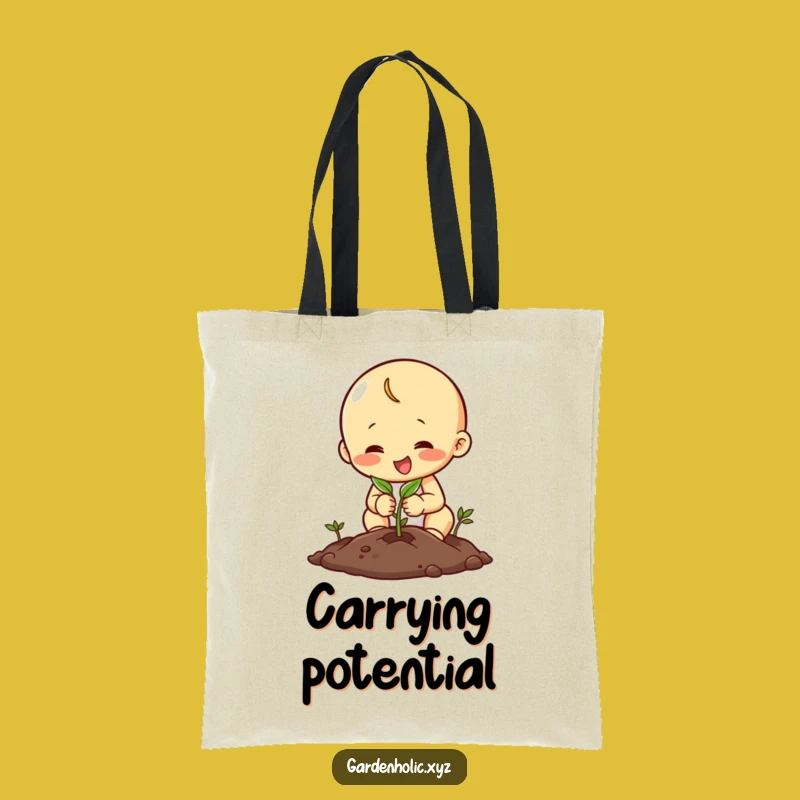Funny Planting Character Tote Bag, Happy Seed Planting Carryall, Practical Funny Grower's Gift