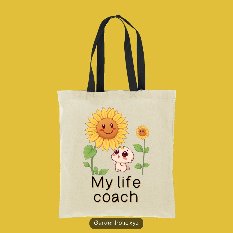 Funny Surprised Character Sunflower Tote Bag - Carry Your Laughs in Style